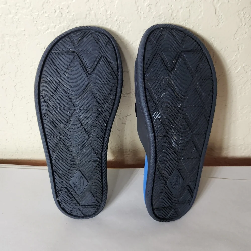 Chaco Kids Chillos Slide Sandals Blue Black Adjustable Straps Size 6 Junior